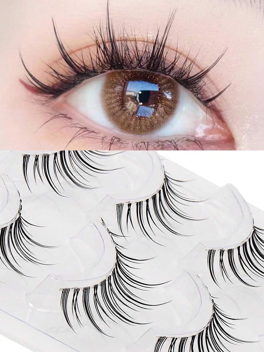 5 pares de pestañas postizas transparentes naturales de anime de pequeños demonios, pestañas postizas asiáticas, reutilizables - Pestañas Naturales - Ver 1