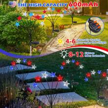 1個太陽能七月四日裝飾戶外燈，紅白藍6-LED星星釘燈，防水愛國主義花園草坪庭院裝飾，適用於國殤紀念日 - 紅+白+藍 - 查看 2