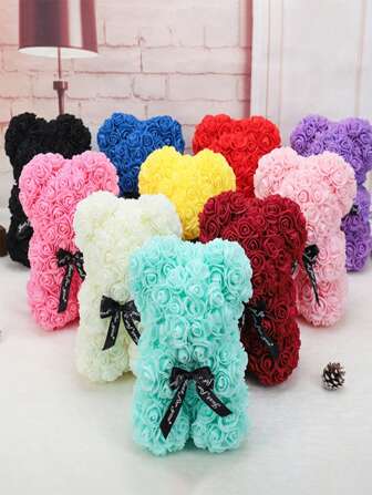 1pc 20cm/25cm Cute & Romantic Rose Teddy Bear, Suitable For Birthday, Anniversary Or Valentine's Day Gift For Mom, Friends, Valentine Day, Gift Gifts Graduation