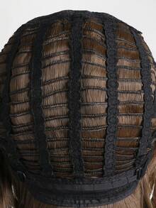 12 英寸波浪形合成假发，带刘海，蓬松蜂蜜金色短发假发，适合女士日常佩戴、节日和派对 - 棕色 - 查看 9