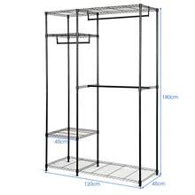 Height-Adjustable Clothes Rack 180 Cm W/ Metal Frame, Coat Rack W/ Adjustable Shelves, Wardrobe W/ 3 Removable Clothes Rails For Bedroom, Living Room, Hallway - Black - View 2
