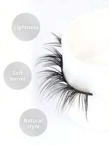 MAGEFY 5 Pairs Of Natural Full False Eyelashes With Clear Stem,Fluffy Slim For Everyday Use Manga Eyelashes, Travel Essentials - 黑色 - 查看 7