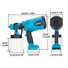 Small Household Cordless Handheld Paint Sprayer (Machine Only), DIY Mini Spray Gun, Pure Copper Core Motor High-Capacity Paint Sprayer, Power 1500W, Suitable For Painting Wood, Plastic, Metal And Other Materials - Blue - View 4