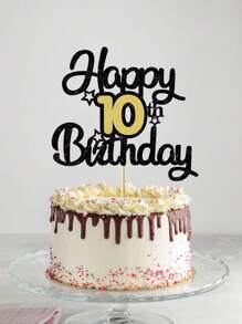 1pc Happy Birthday Paper Cake Topper, Celebrate 10 12 13 14 15 16 17 18 21 Years Old Birthday Party Decoration,Christmas - Multicolor - View 14