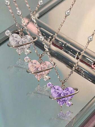 3 件/套时尚 Y2K 心形水晶项链，女士闪亮个性锁骨链，适合约会、度假、日常佩戴、情人节礼物、妈妈、母亲、母亲节、礼物