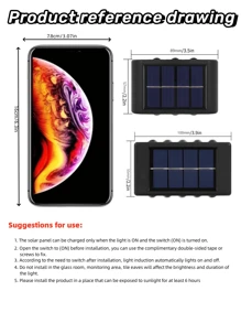 1 cái/2 cái Đèn tường trang trí ngoài trời chạy bằng năng lượng mặt trời để chiếu sáng sân vườn hộ gia đình, với hiệu ứng chiếu sáng lên và xuống - Màu vàng - Xem 6