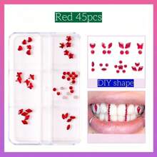 Set de gemas dentales - Kit de pegatinas para dientes de bricolaje autoadhesivas en caja, joyas para dientes de cristal de rinoceronte súper brillantes, calcomanías dentales extraíbles europeas y americanas, cristales decorativos de belleza dental, cristales asimétricos con forma de mariposa de fondo plano, accesorios brillantes y glamorosos de bricolaje para niñas, joyas dentales de cristal súper brillantes, suministros de cuidado oral con estilo personalizado de hip-hop con cristales incrustados, incluye herramientas y pegamento