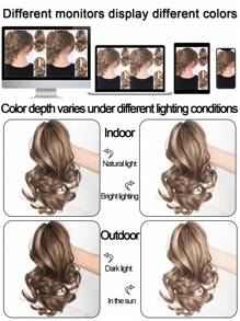 Elegant Claw Clip Ponytail - Short Curly Wavy Look, Synthetic Hair Extensions For Daily Chic, Easy-To Attach Hair Accessory For AlI Occasions - Multicolor - View 7