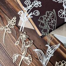 每包10入空心花邊特殊紙混色，花卉設計散佈著玫瑰、葉子和植物圖案，復古簡約風格的手帳DIY和手工藝品製作材料 - 彩色 - 查看 1