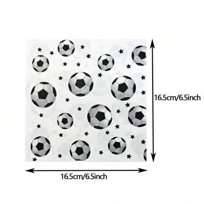 20pcs Soccer Pattern Napkins, 6.5-Inch, For Bathroom, Powder Room, Wedding, Holiday, Birthday, Shower, Beach Party, Nautical Party, Beautiful Room, Festival Decoration, Party Decoration,Christmas