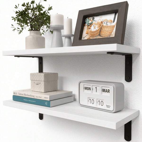 Juego de 1 estantería de madera rústica, estantería flotante estilo granja para decoración de pared, estantes colgantes para baño, dormitorio, almacenamiento, cocina, sala de estar, decoración del hogar de otoño
