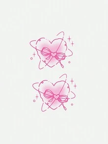 1pc Temporary Tattoo Sticker With Pink Ribbon And Butterfly Design, Unisex Cute And Lovely Style, Waterproof And Sweatproof, Disposable - Pink - View 2