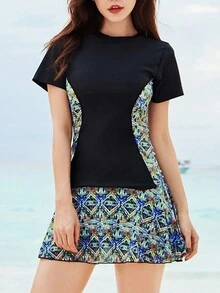 Short Sleeve Tankini Summer - Black - View 4