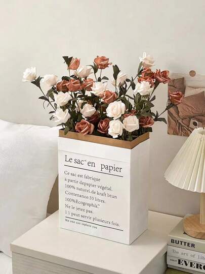 1个迷你可折叠装饰纸花瓶（不含干花）双层加厚野餐花束收纳袋北欧风格家居桌面装饰S/L/XL 3种尺寸可选