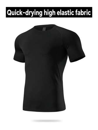Men's Sports Fitness Top, Short Sleeve Compression T-Shirt, Exercise Base Layer