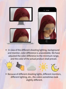 SALLYWELL 13*4 Lace Front Wigs Straight Hair Glueless Lace Wigs Synthetic Long Silk Straight Natural Wig Heat Resistant Fiber Red Wig With Baby Hair For Women 32 Inches - Hot Pink - View 11