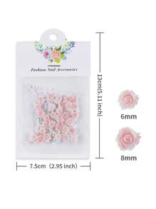 30件/包情人节3D玫瑰花指甲饰水钻装饰混合仿真珍珠饰美甲配件春季美甲用品指甲宝石