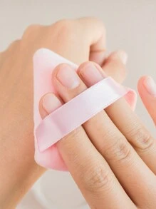 10pcs Triangle Pink Velvet Powder Puff Pizza Powder Mini Face Makeup Sponge Cosmetic Washable Lightweight Makeup Tools Suitable For All Skin Types, Makeup Beginners, Ideal For Wet And Dry Loose Powder Application