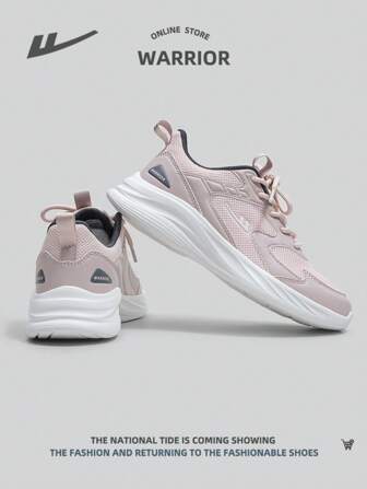WARRIOR 1 Par de zapatos deportivos para correr al aire libre de color rosa para mujer con malla transpirable, cierre frontal de cordones y suela suave y ligera.