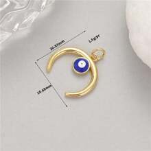 1個18K鍍金銅簡約魔眼形狀鑲嵌帶 CZ吊墜，DIY珠寶製作配件，可用於製作手鍊、項鍊、耳環和鑰匙扣，打造時尚奢華的外觀。 - 彩色 - 查看 7