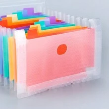 1pc A6 Size Invoice Organizer With 13 Pockets And Rainbow Pp Inner Pages - Black - View 9