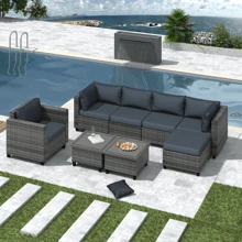Nestfair 8-Piece Wicker Patio Conversation Set With Cushions And Coffee Table