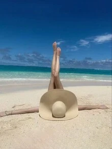 Boho 1pc Large Brimmed Straw Hat Summer Outdoor Sunshade Beach Hat Can Do Modeling