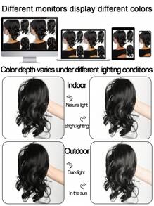 Elegant Claw Clip Ponytail - Short Curly Wavy Look, Synthetic Hair Extensions For Daily Chic, Easy-To Attach Hair Accessory For AlI Occasions - Natural Black - View 7