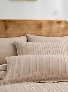 Comforter Set,7 Pieces Bed In A Bag Tufted Comforters Bed In A Bag,Stripe Textured Soft Microfiber All Season Bedding Set - Khaki - View 4