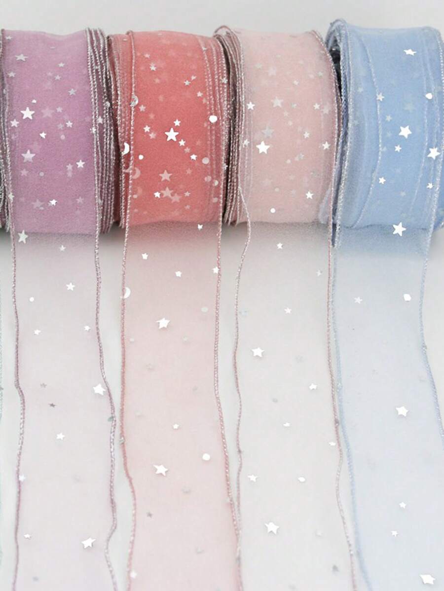 (5 Yards/Roll) 5cm Organza Ribbon For Gift Wrapping, Cake Baking Packaging, Bow Making, Gift&Flower Packaging, Wedding Decorations, DIY Projects, Hair Accessories, Brooches, Clothing Accessories - Flesh Pink - View 1