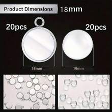 suteyi 40 Pieces 14mm,18mm Stainless Steel Round Blank Bezel Set, Including 20pcs Pendant Trays, 20pcs Glass Cabochon Trays Pendant Blanks For Jewelry Making DIY Findings - Silver - View 8