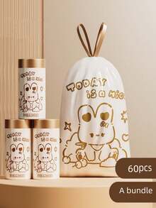 每捆60條拉繩印花家庭大容量加厚防漏超大掛袋（隨機顏色） - 白色 - 查看 4