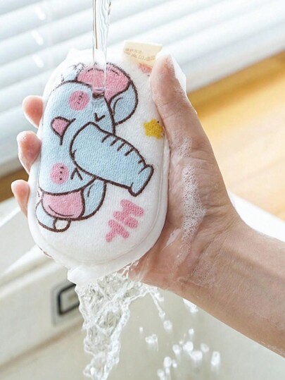 1 pièce Éponge de bain pour bébé, serviette de bain de dessin animé pour nouveau-nés, couleur aléatoire