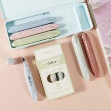 4 Màu Đầu Mềm Cao Cấp Màu Sắc Chuyển Đổi Màu Cao Cấp Học Sinh Tay Bút Chìa Khóa Bút Đánh Dấu Màu Xiên Đầu Cao Cấp bộ - Màu xanh khói Yechuan (gói 4) - Xem 1