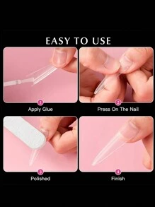 500 piezas/bolsa Puntas de uñas acrílicas de estilo stiletto y ataúd para práctica, cápsulas de uñas artificiales falsas suaves de gel de cobertura completa, herramienta de manicura de uñas postizas