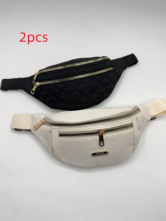 2pcs Women Waterproof Waist Bag Crossbody Bag Shoulder Bag