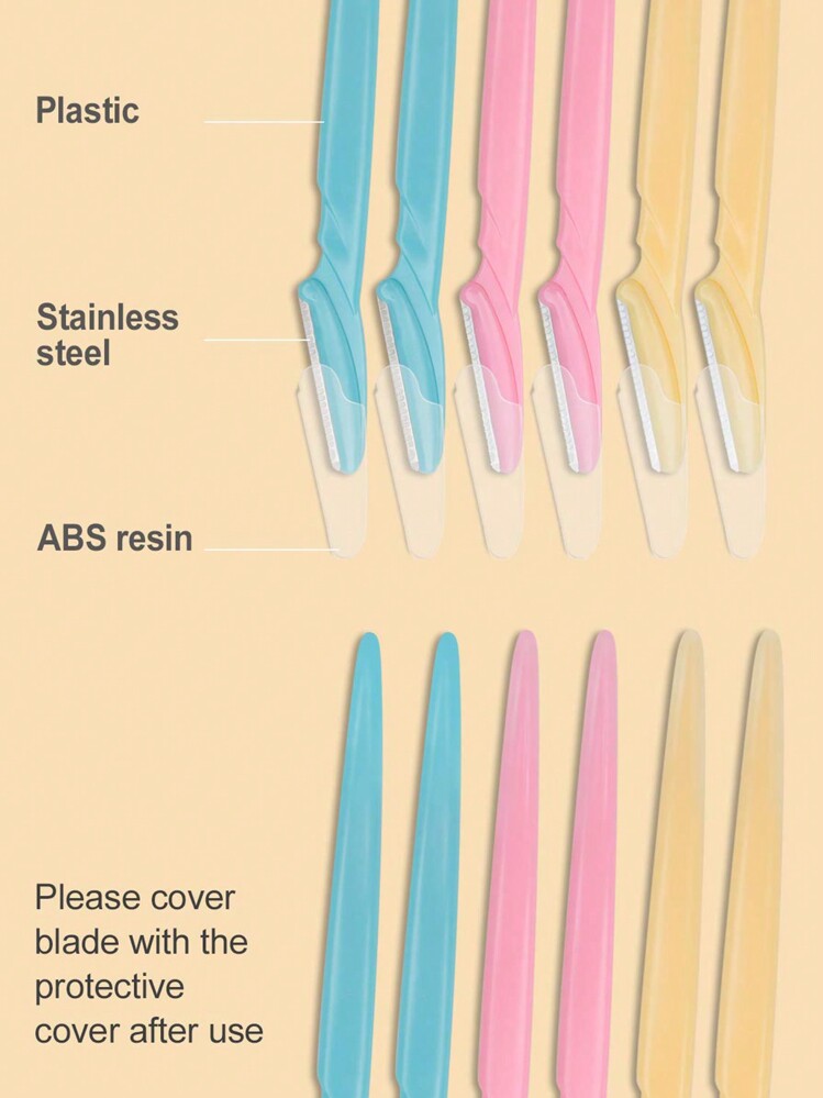 3/6/12 piezas Maquinilla de afeitar unisex, Recortador de cejas multifunción, Maquinilla facial, Color aleatorio, Depilación, Epilador facial, Cortapelos, Suministros para peluquería, Corte de pelo, Bolsa de almacenamiento, Organizador, Almacenamiento, Accesorio para el cabello - Multicolor - Añade 8