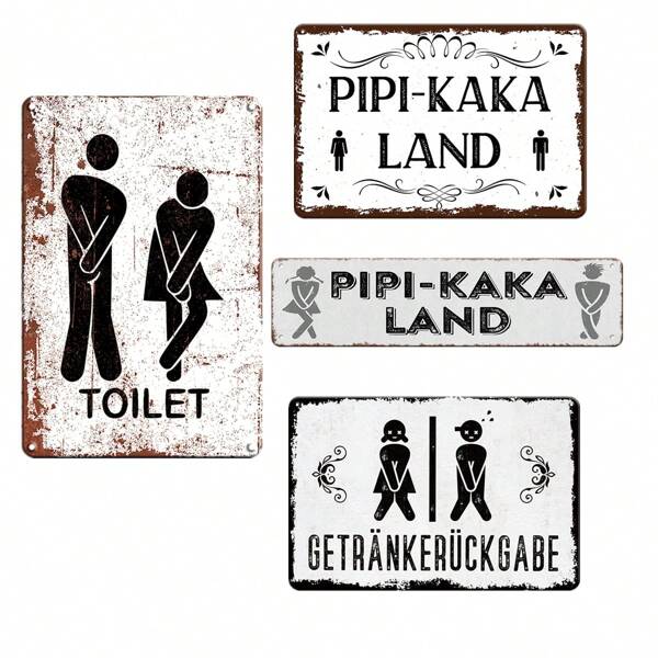 1pc German Language , Funny Toilet Quotes Vintage Metal Tin Sign, Wall Art Decor For Home Washroom Bathroom Loo WC 8*12Inch (20*30cm),10*40cm(4x16 Inch) Best Gifts