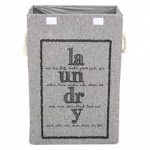 LIVINGANDHOME Living And Home Foldable Home Laundry Baskets Laundry Hamper With Lid And Rope Handles - Gris - Ver 5