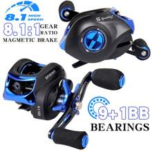 Sougayilang 蓝色抛饵式渔线轮 8.1:1 高速左右手通用 EVA 防滑手柄 适用于海水抛饵式渔线轮 渔具 - 藍色 - 查看 1