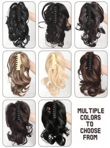 Elegant Claw Clip Ponytail - Short Curly Wavy Look, Synthetic Hair Extensions For Daily Chic, Easy-To Attach Hair Accessory For AlI Occasions - Multicolor - View 5