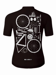 男士騎行運動衫，山地自行車運動衫，含濕排，透氣速乾網眼布料 - 黑與白 - 查看 2