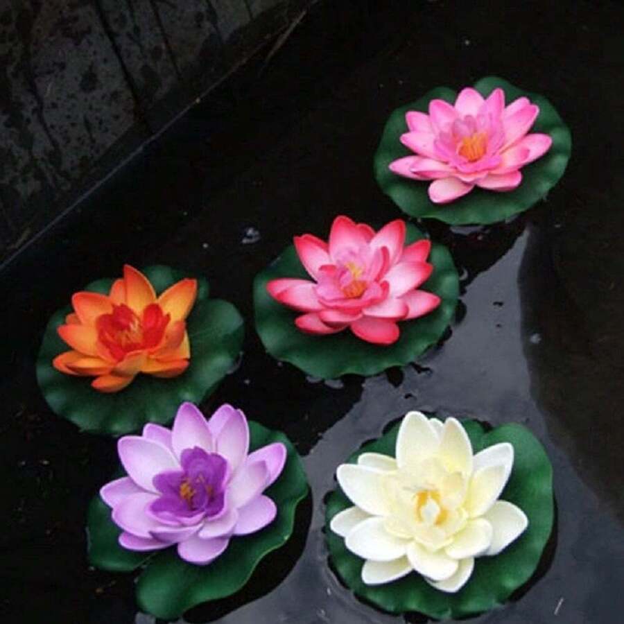 1pc X 10cm Artificial Fake Open Lotus Flower Floating Fish Pond Lily Pad Garden Decoration - Multicolor - View 1
