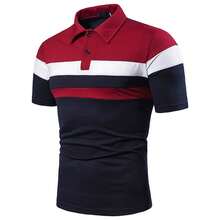 Playera Polo Hombre Franjas Colores Diseño Original Moda - Rojo - Ver 3