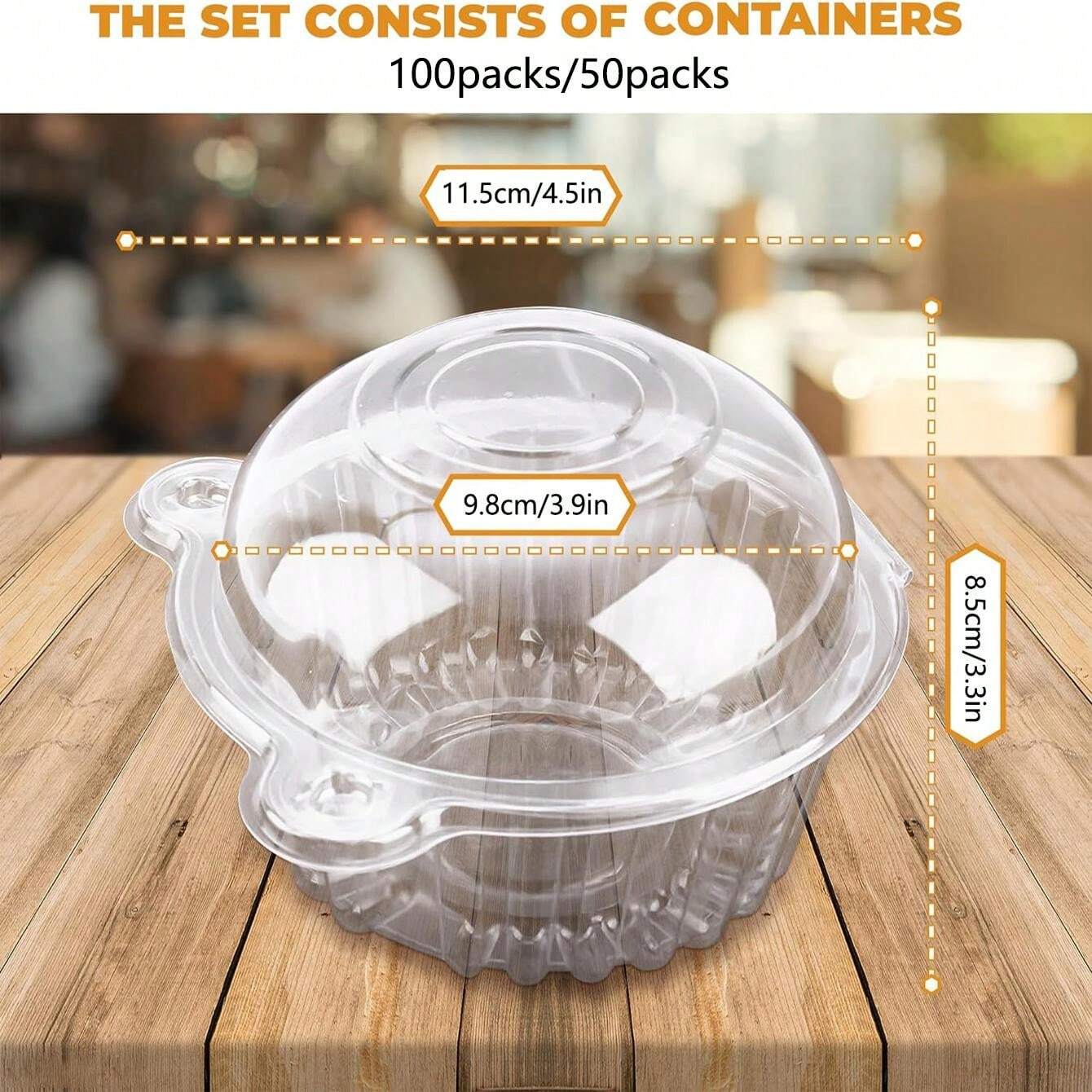 100pcs/50pcs Plastic Cupcake Boxes With Lids - Individual Dessert ...