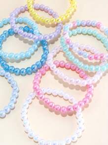 10pcs Girls Lovely Multicolor Beaded Charm Bracelets Set, Suitable For Festival Party And Birthday Gifts, Fashion Accessories For Girls
