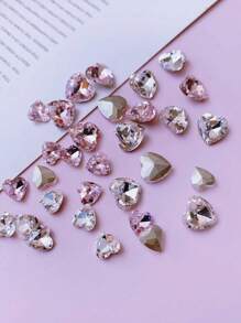 1 Bag 20pcs Nail Decoration, Transparent, Pink, Heart-Shaped, Three-Dimensional Heart-Shaped Design Nail Art, Couples, Marriage, Dating, Dating Occasions, Europe, The United States, DIY Elements Are Popular In Japan And Korea, Size 6mm 8mm Nails Charms Nails Supplies Nail Gems