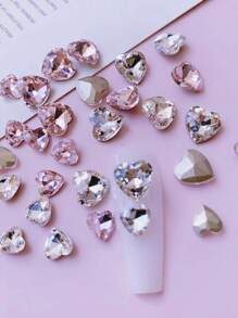 1 Bag 20pcs Nail Decoration, Transparent, Pink, Heart-Shaped, Three-Dimensional Heart-Shaped Design Nail Art, Couples, Marriage, Dating, Dating Occasions, Europe, The United States, DIY Elements Are Popular In Japan And Korea, Size 6mm 8mm Nails Charms Nails Supplies Nail Gems