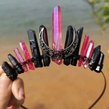 Wykwintna i elegancka naturalna kryształowa opaska na głowę w stylu księżniczki wróżki, prezent na urodziny i przyjęcie świąteczne dla kobiet i dziewcząt, rekwizyty fotograficzne w stylu barokowym do kostiumów i występów scenicznych, opaska na głowę dla kobiet, akcesoria do włosów - kształt - Zobacz 16