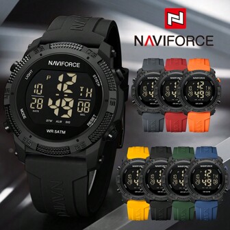 NAVIFORCE Digital Watch   Sport Silicone Strap Men Wristwatch Top Brand Luxury Original LED Stopwatch Alarm Date Week Multifunction Waterproof Male Electronic Clock Gift 7104
